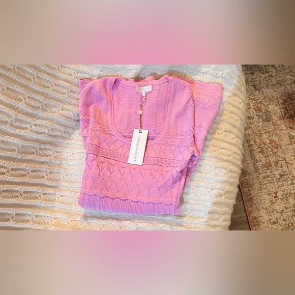 LOVESHACKFANCY Lavender Pointelle Knit Dress In Rose Clay, brand new with tags. - Picture 12 of 15